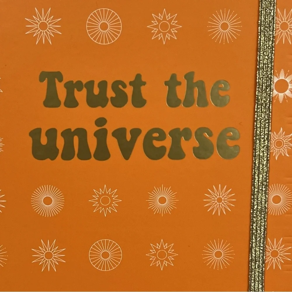 Trust The Universe Lined Hardcover Journal Notebook Orange Gold Celestial Sun